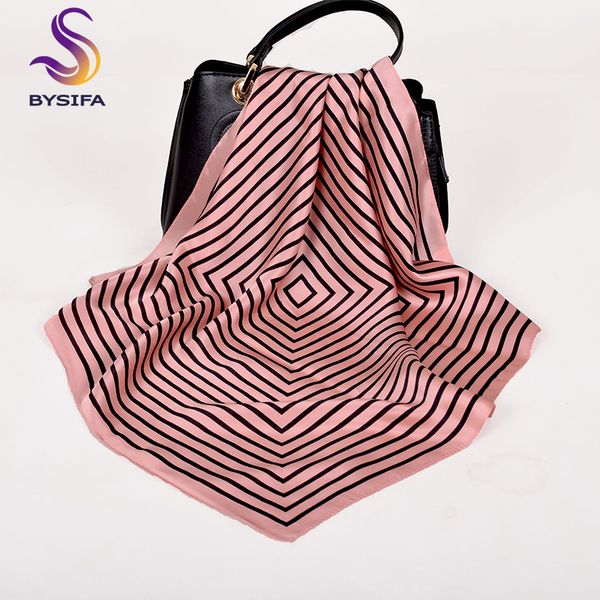 

bysifa] new pink silk scarf brand men women plain design 100% silk scarf spring fall foulard femme neck small square scarves, Blue;gray