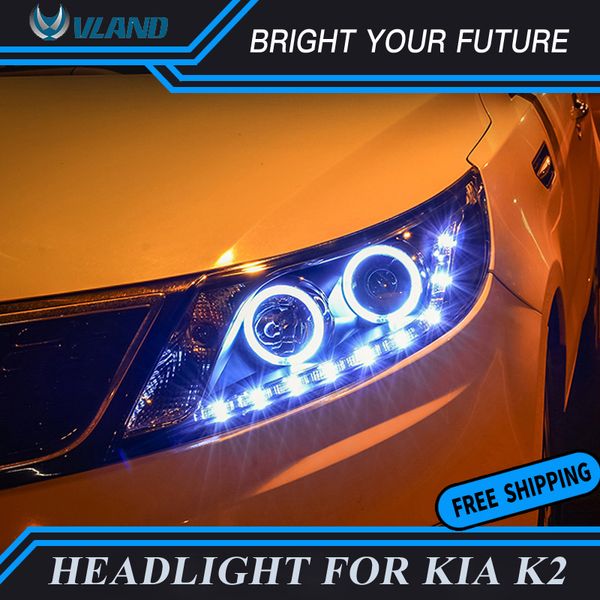 

car styling for kia k2 headlights 2011-2014 rio led headlamp drl bi xenon lens high beam parking fog lamp