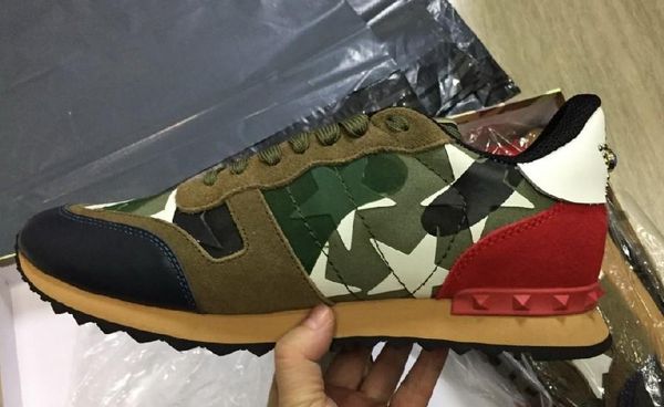 

2019 new luxury designer rock stud sneaker shoes women and mens casual shoes rock runner trainer party wedding shoes g5, Black