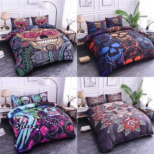 Homesky Skull Bedding Set Bohemia Duvet Cover King Queen Size