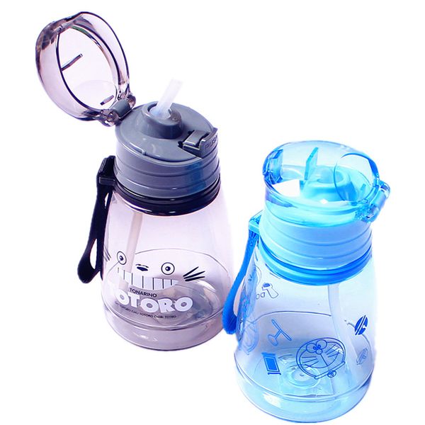 

children's water cup leak-proof straw bottle summer student kettle cute portable plastic sport bottles for kids
