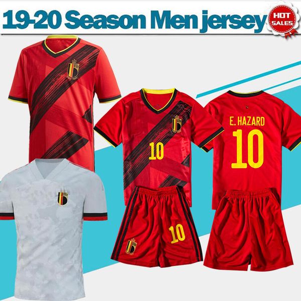 

belgium men and kids nation football team soccer jerseys 19/20 red short sleeve e.hazard de bruyne home soccer shirts 2020 football uniforms, Black;yellow