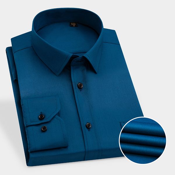 

soft spandex men's work shirt solid long sleeved slim fit bamboo fiber stretch dress shirts for male non-iron striped, White;black