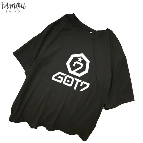 

got7 t shirts women summer harajuku short sleeve casual loose letter printed tee shirt femme streetwear korean ulzzang kpop, White