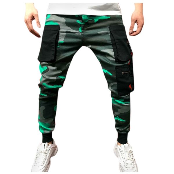 

2019 pants men streetwear casual outdoor pocket beach camouflage trousers long sweatpants pantalones hombre, Black