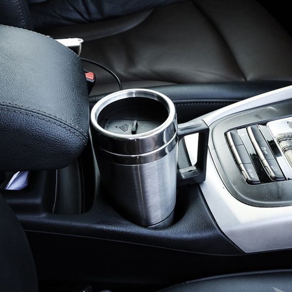 

new 12v 24v 300ml car heating cup stainless steel auto water heater kettle travel coffee heated motor cigarette lighter plug