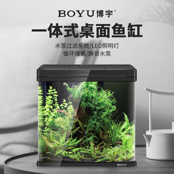 

aquarium small mini deskecological landscape ornamental fish water goldfish tank home living room