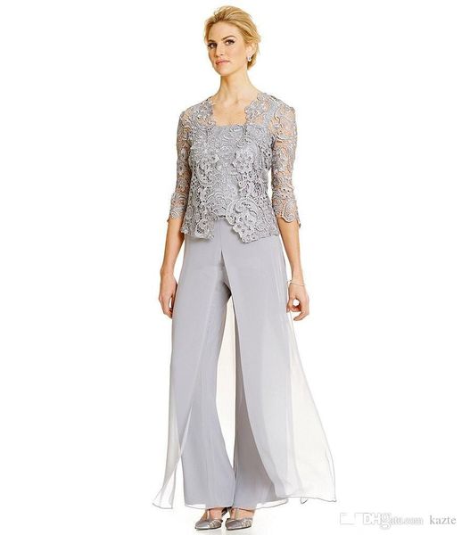 

plus size vintage mother of the bride groom dresses with pants suits long sleeve lace jacket mother dress formal wear, Black;red