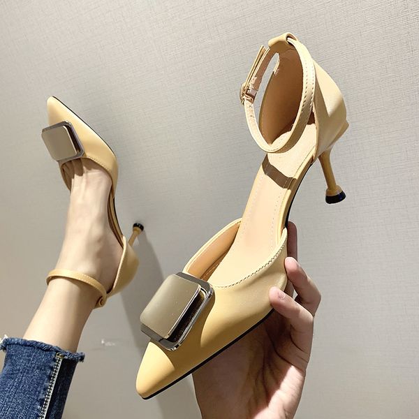 

woman high heels shoes branded pumps 2019 shallow mouth pointed wedge all-match sandals ladies crossdressers women fashion, Black