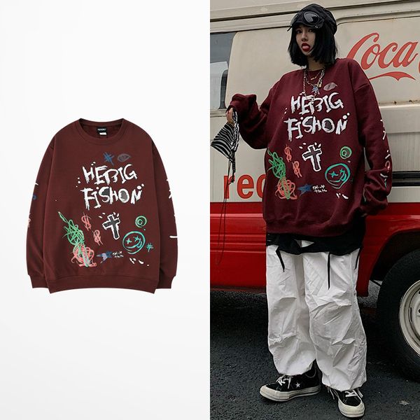 

funny sproof print hoodies men streetwear skateboard pullovers men casual wear hip hop lovers wine red sweatshirts, Black