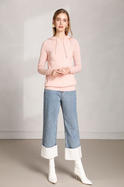 

2019 pink or red autumn and winter europe and the american style and combined form one-piece women's sweater, White;black