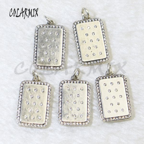 

10 шт. прямоугольник подвески ожерелье шарм кубический циркон кристалл аксессуары ювелирные изделия для женщин cz драгоценности 50005, Silver