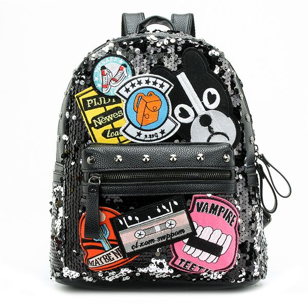 

spring korean version of the new casual 100-pack double-shoulder sequin stitched anti-theft backpack cute girl bag backpack