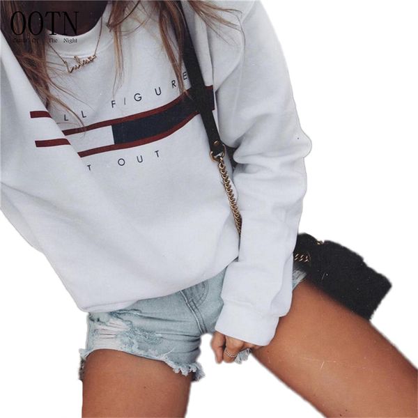 

Women Designer Pullovers Sweatshirts Female Loose Hoodies Letter Print Long Sleeve 2018 Autumn Winter Solid Sweateshirt Tops