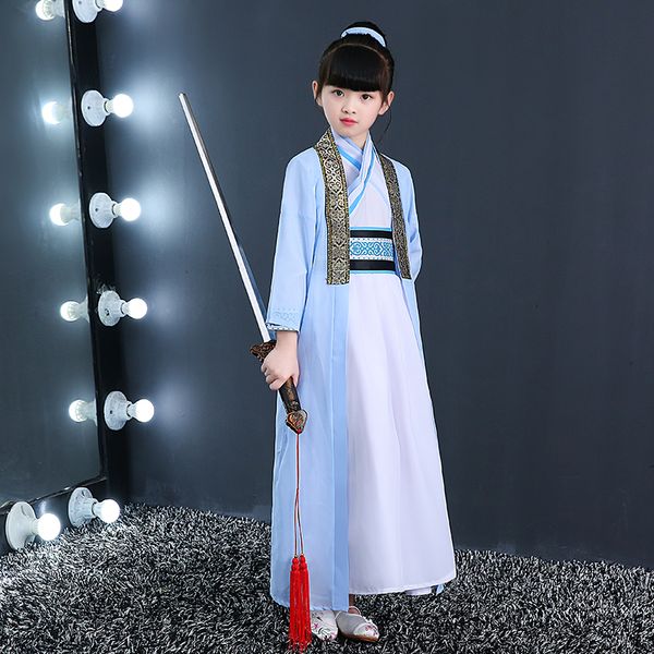 

children traditional folk ancient costume tang dynasty chinese hanfu clothing girls fairy princess tang suit hanfu costume, Black;red