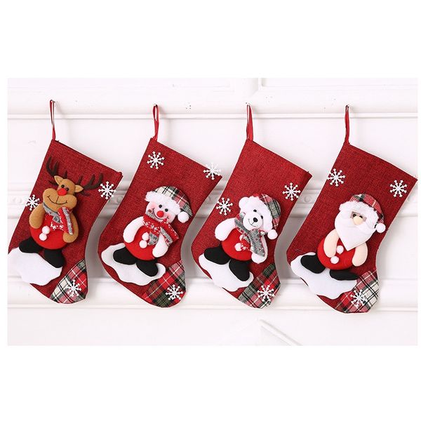 

christmas stockings pendant cloth small boots ornament christmas pattern print party home decoration gift bag new l1026