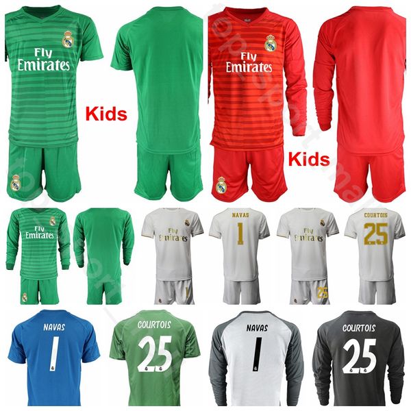 

Youth Goalkeeper GK Goalie Real Madrid 1 Alphonse Areola Jersey Soccer Set 13 Thibaut Courtois Iker Casillas Keylor Navas Kids Football Kits