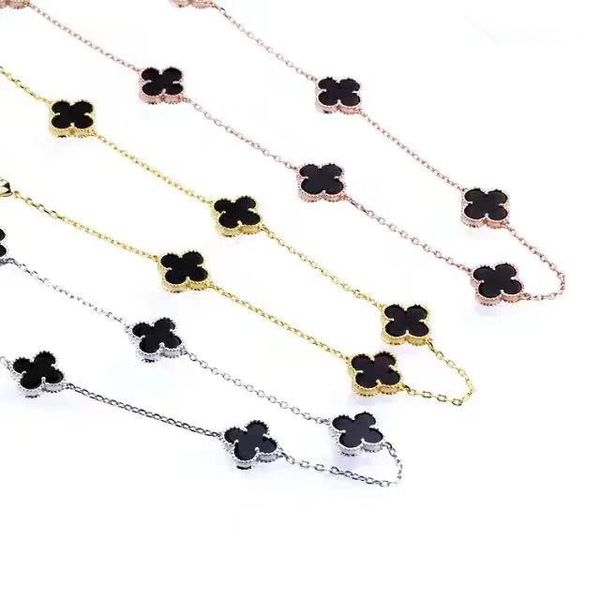 

2019 stainless steel jewelry 20 flower designer necklace luxury designer jewelry women necklace sweater chain long chain, Silver