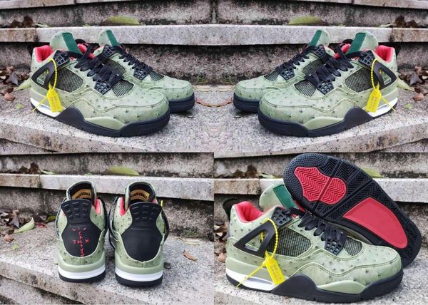 

4 travis scott cactus jack the shoe surgeon customs men basketball shoes desinger 4s chaussures de basket ball sports trainer with box