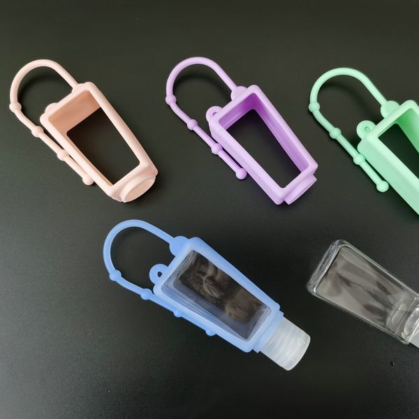 

30ml empty refillable alcohol bottle silicone holder set with hook portable disinfectant liquid soap bottle hand sanitizer bottle kha068