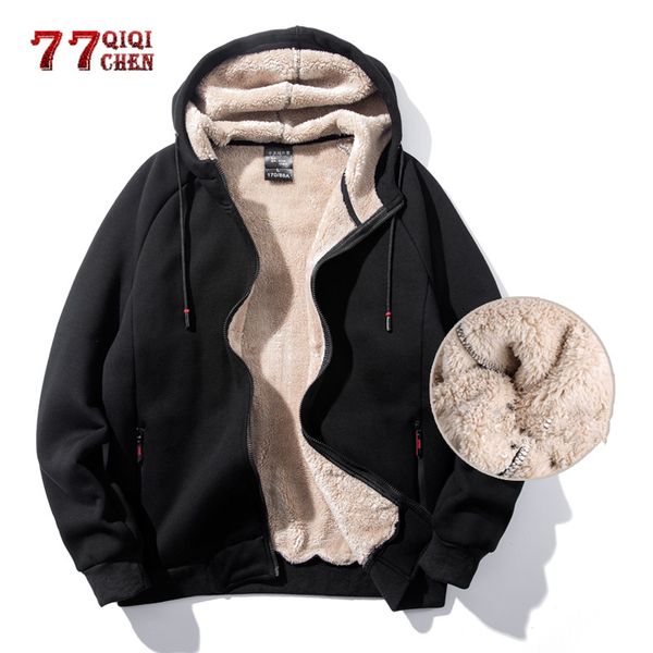 

men's fleece warm jacket men winter casual cotton cashmere hooded fur coat streetwear parkas plus velvet thicken male jacket 8xl, Black;brown