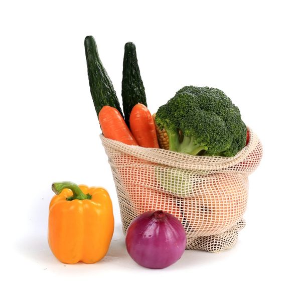 

9 pcs cotton mesh vegetables storage bags kitchen eco-friendly fruit organization bag with drawstring reusable washable