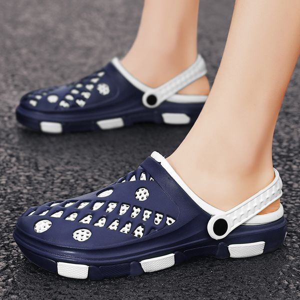 

goodrsson summer casual sandals men 2020 new beach slippers vent hole flat shoes water shoes men sandals, Black