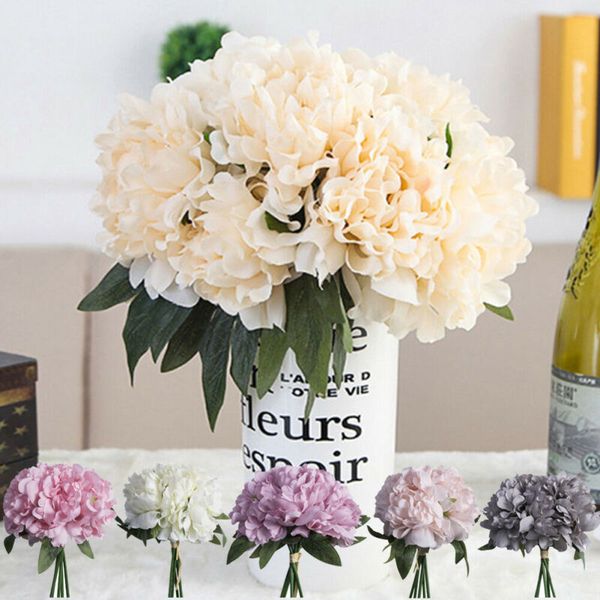 

new fashion artificial rose peony silk flower bouquet home floral wedding party garden decor