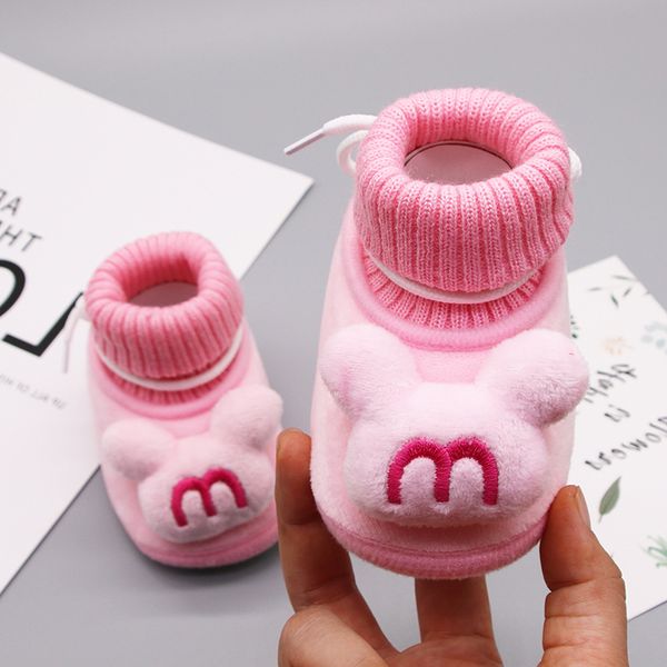 

cartoon winter warm newborn baby shoes girl boy soft sole boots hair ball bandage snow boots toddler warm crib shoes