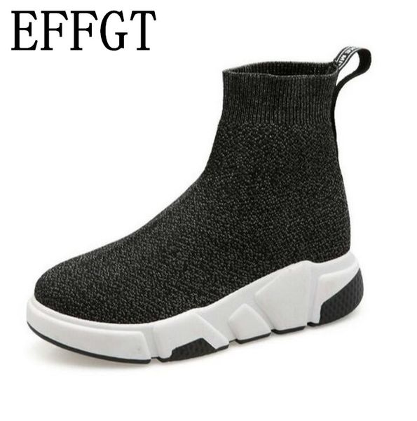 

2019 fashion boots women flat with ankle boots round head socks fabric slip-on ladies sp ing fashion woman shoes w131, Black
