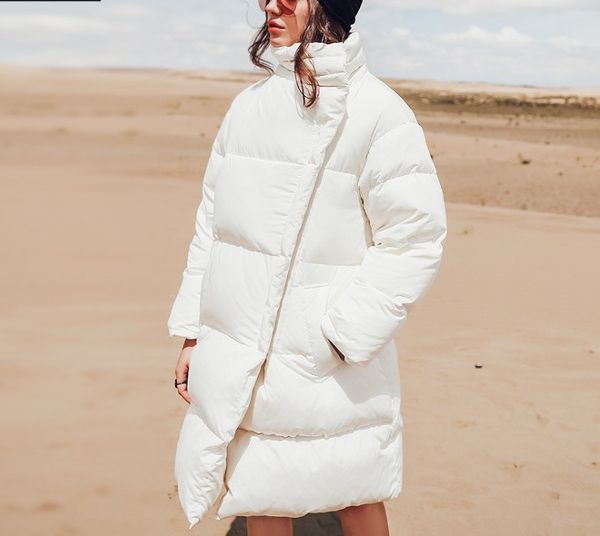 

сыпучие fit вниз молния карман куртки белого новая подставка с длинным рукавом теплый женщины ветровки мода tide осень зима, Black