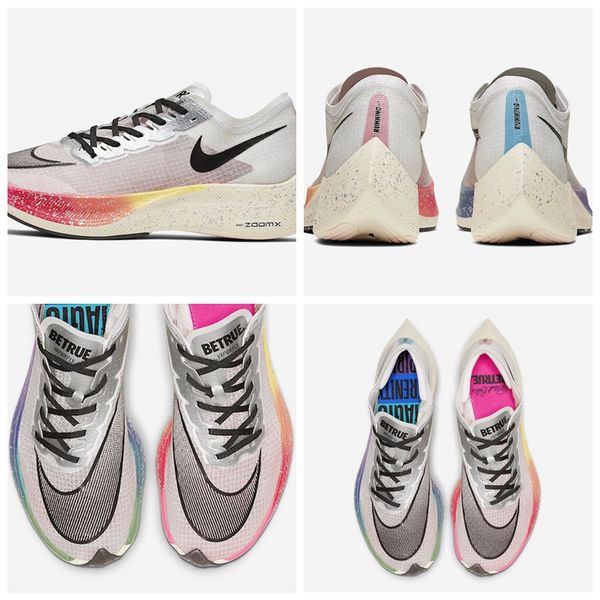 

2019 new zoomx fly next% mens women running shoes gradient cream red blue sports sneakers outdoor jogging trainers ao4568-101 size 36-45, White;red