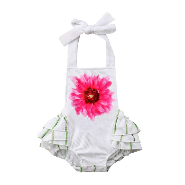 

2018 newborn baby girls flowers white flotal neck jumpsuit bodysuit clothes kids outfits summer, Blue