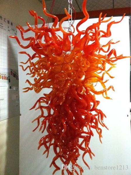 

new products l lobby chandelier orange color led light source ce/ul murano glass art blown glass chandelier crystals
