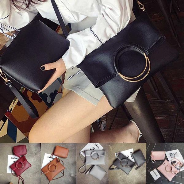 

women 2019 trendy ring bag 2pc shoulder bag simple package folding clutch