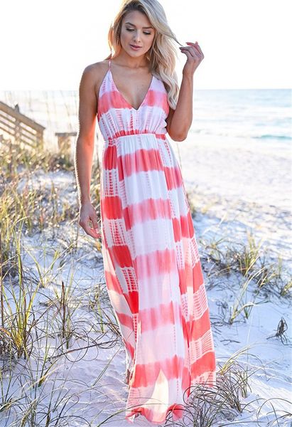 

fashion holiday style womens designer dresses summer women casual dresses oversized striped dress with halterneck print, White;black