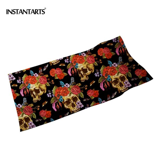 

instantarts cartoon flower/skull quick drying camp sport gym beach swimming travel shower bath towel for cotton microfiber