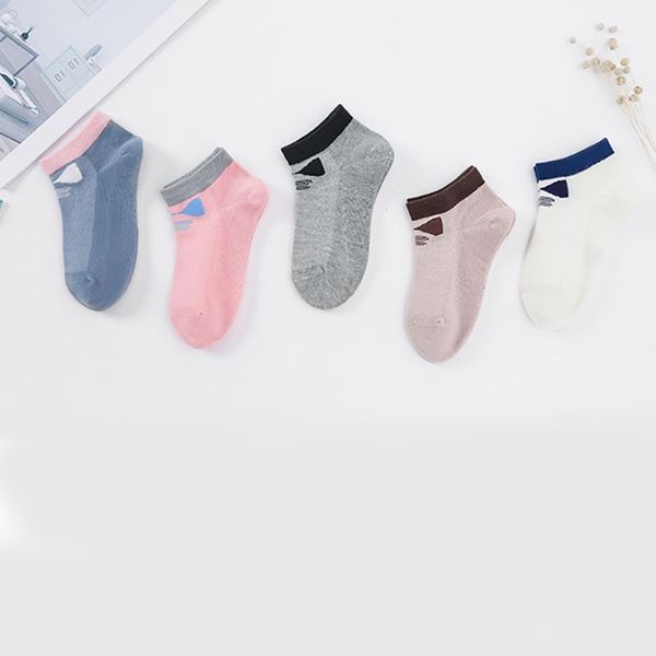 

5 pairs kawaii cartoon print socks baby girls boys bow tie cotton breathable socks mesh cute spring autumn 2-12y, Pink;yellow