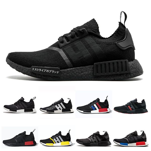 

New Made R1 Primeknit Triple Black White Flats Running Shoes Striped Designer Sneakers For Men Women OREO Runner Sports sneakers 36-45