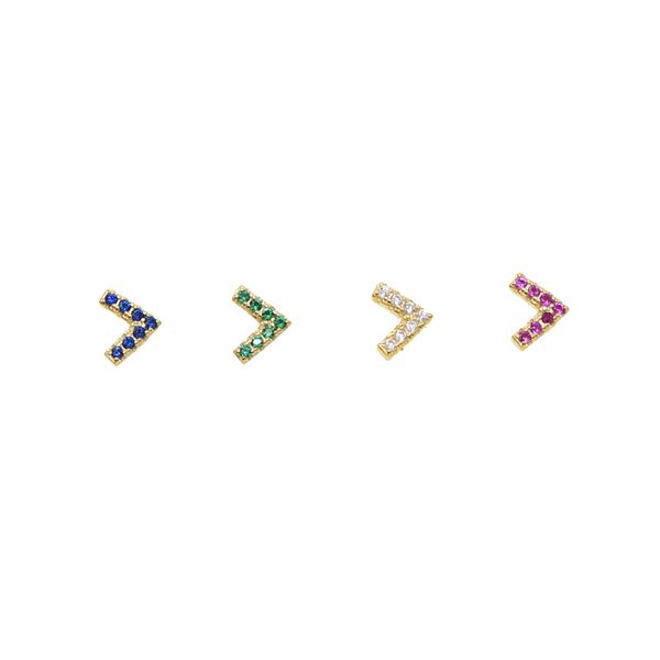 

pure 925 sterling silver mini letter v stylish golden arrow stud earrings for women paved cz girl charm minimalist jewelry gift, Golden;silver