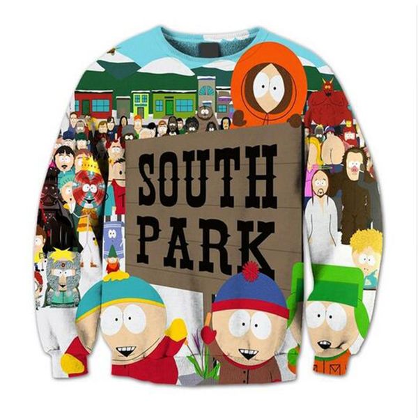 

fashion south park 3d sublimation print fleece sweatshirt crewneck plus size custom made clothing, Black