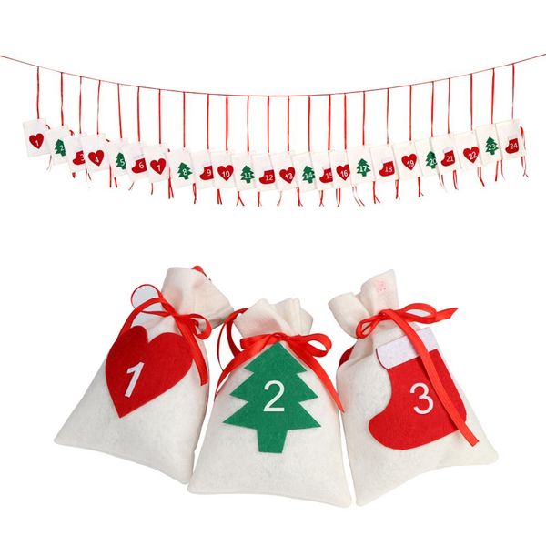 

ourwarm 24/31pcs fabric christmas gift bag advent calendar xmas tree ornament 11x16cm hanging garland christmas party decoration