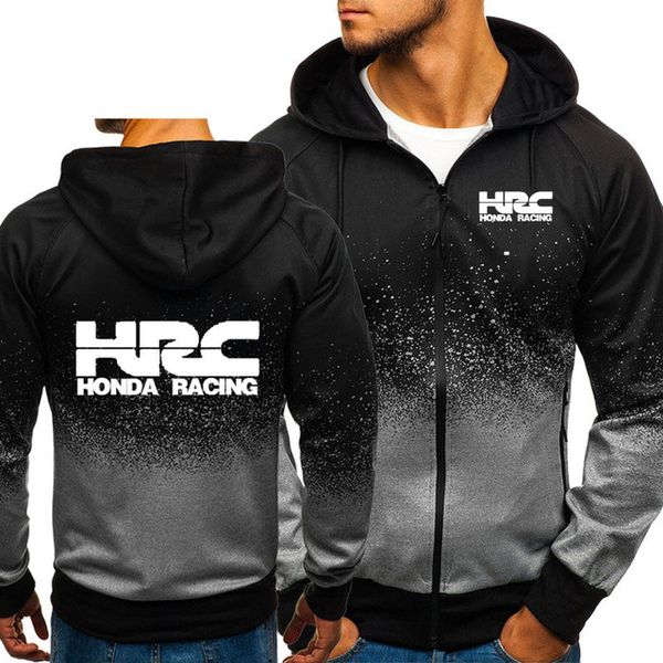 

hoodies men hrc race motorcycle car logo print hiphop harajuku gradient color hooded sweatshirts mens zipper jacket man cloth qe, Black