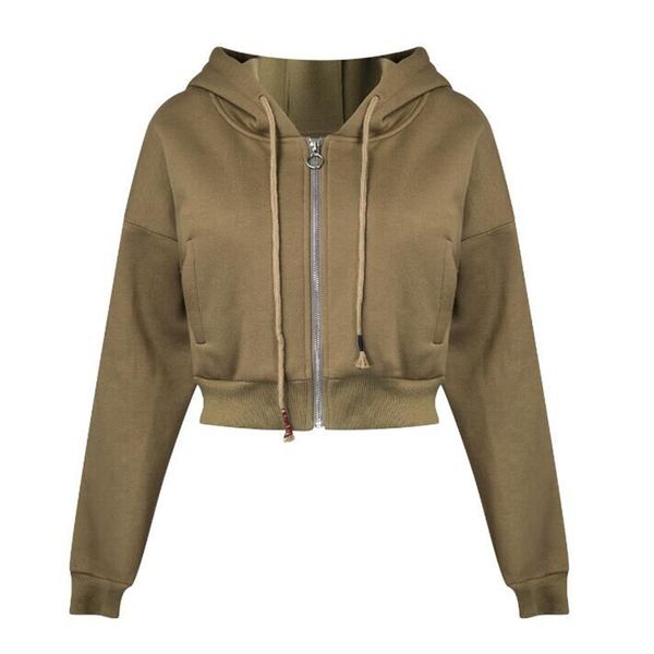 

autumn fashionable khaki gray black hoodies girl streetwear hip hop pocket short student hooded pullovers female