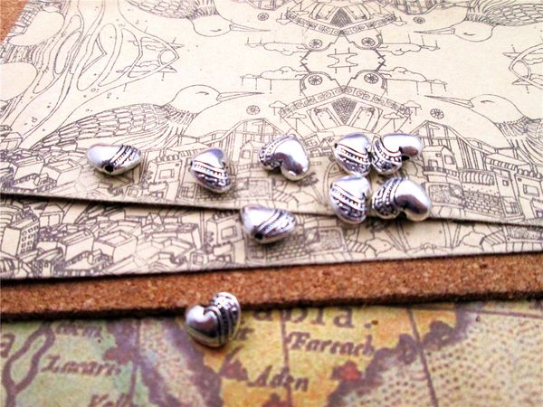 

75pcs--10*10mm antique silver color 3d mini heart charms diy supplies, Bronze;silver