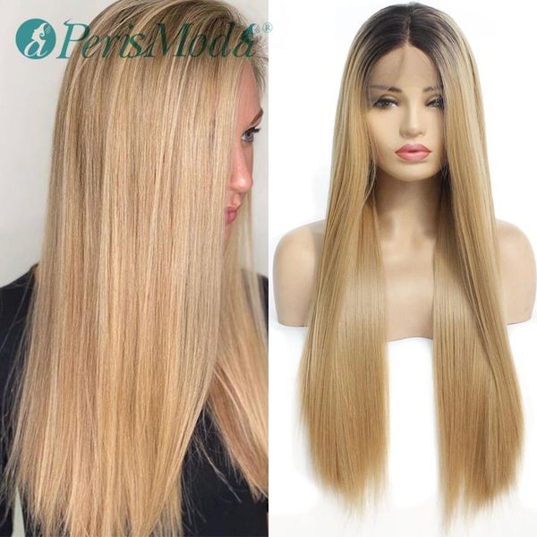 

lace front wigs long straight synthetic wigs for black women perismoda black roots straight heat resistant fiber hair