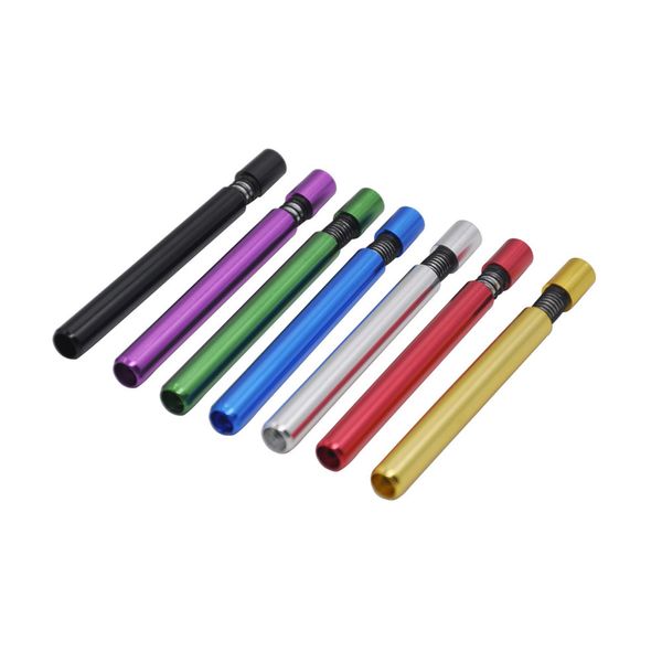 Günstige Mini-Metall-Tabakpfeife Protable Kräuterpfeife für Raucher Aluminium One Hitter-Dugout-Pfeife Snuff Snorter Zigarettenhalter Zubehör