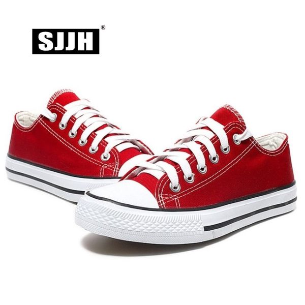 

sjjh women canvas sneakers lovers comfortable shoes vulcanize flats casual man chaussure lace-up ladies trainers footwear d002 y200108, Black