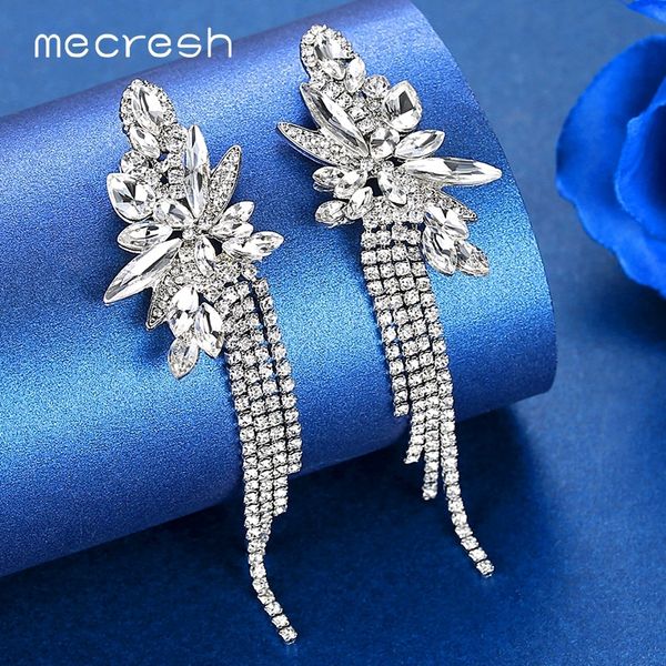 

mecresh sparkling fireworks women wedding tassel earrings jewelry silver gold color crystal bridal fringe drop earrings meh1624