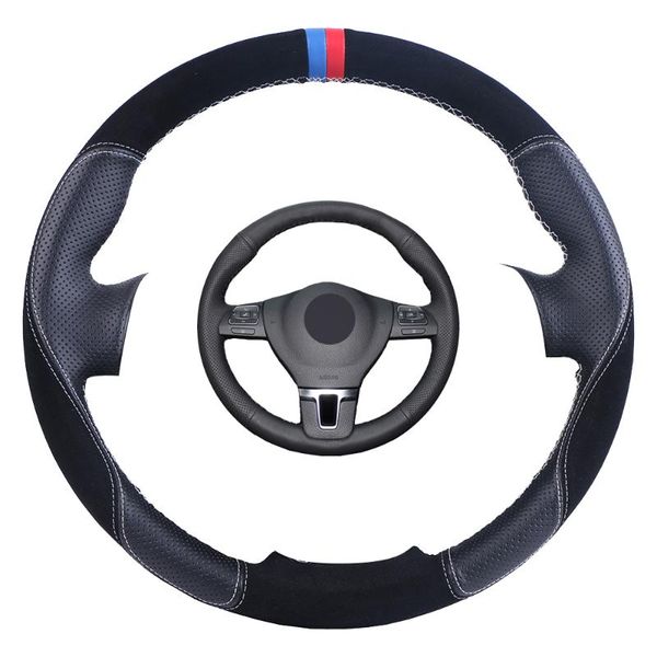 

suede leather car steering wheel cover for gol b7 cc touran/custom steering wrap braid